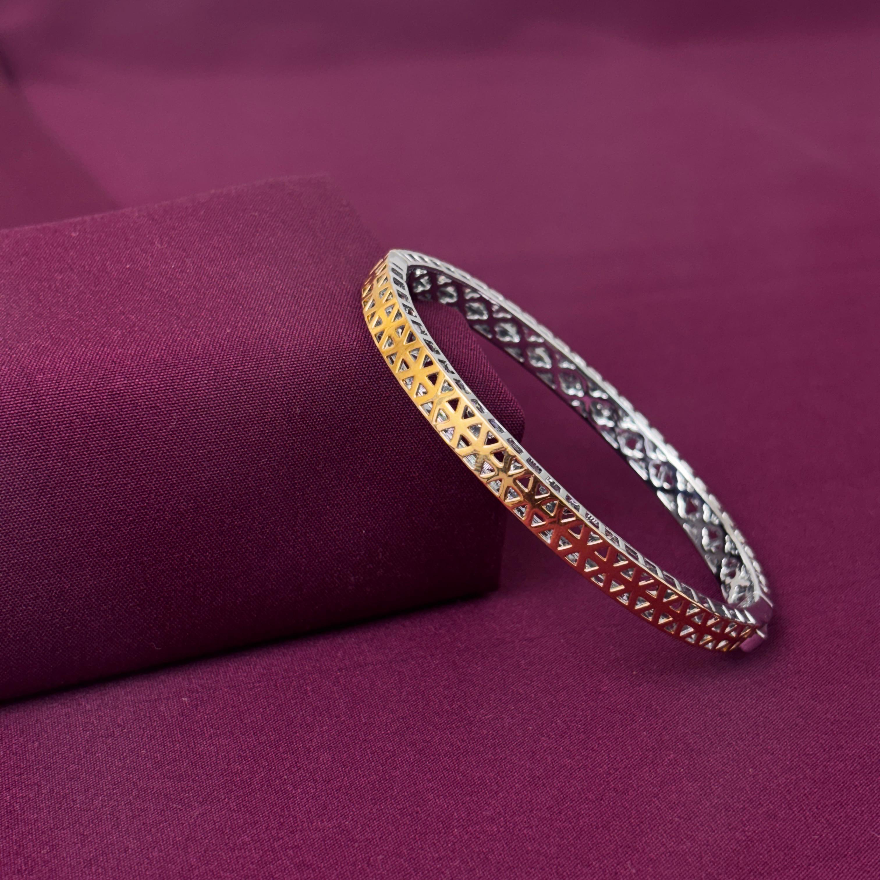 925 Sterling Silver Two Tone CZ Kada for Men | Designer Silver Bracelet