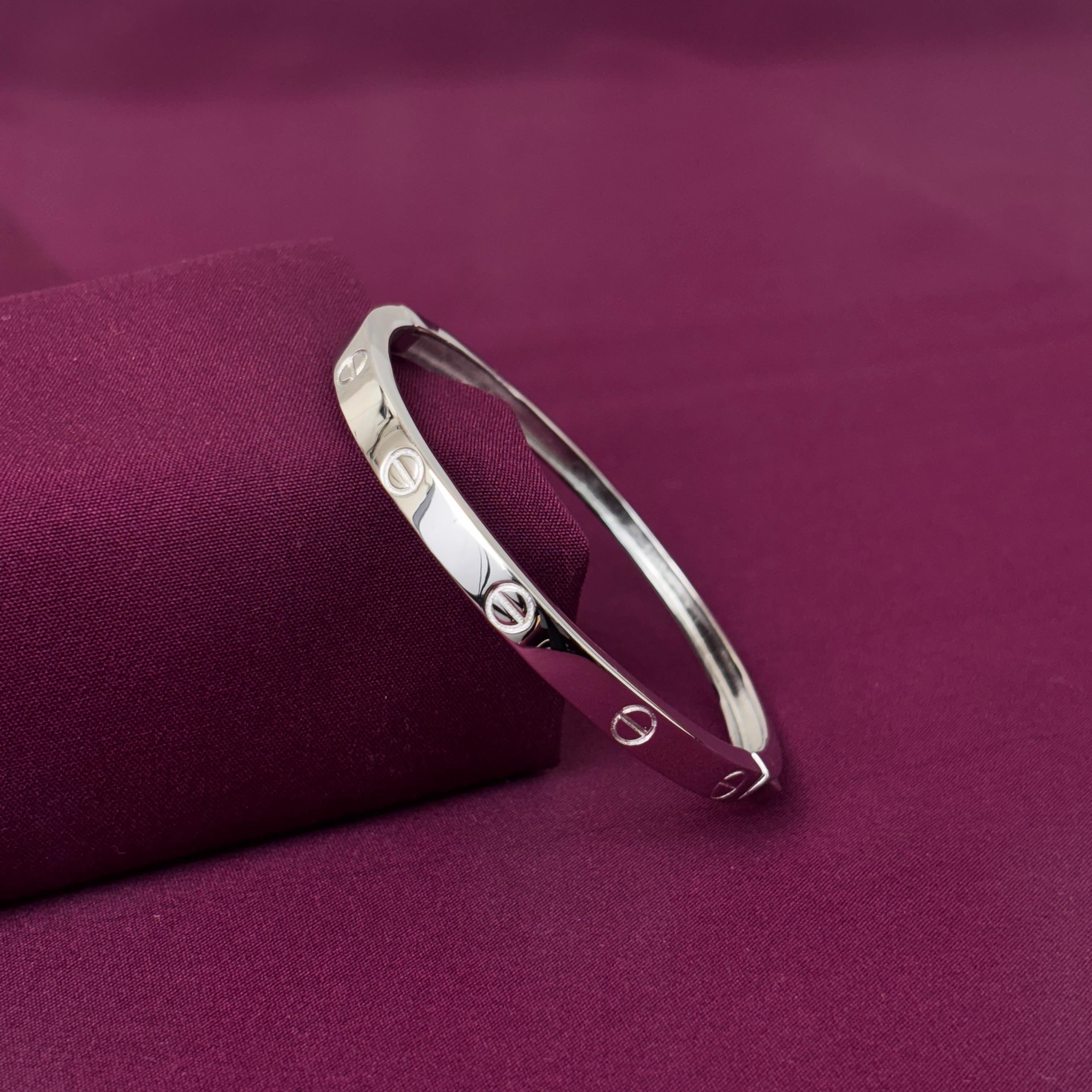 925 Sterling Silver Screw Designer Kada for Men | Minimal Silver Bracelet