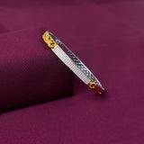 925 Sterling Silver CZ Jaguar Kada for Men | Two Tone Designer Bracelet
