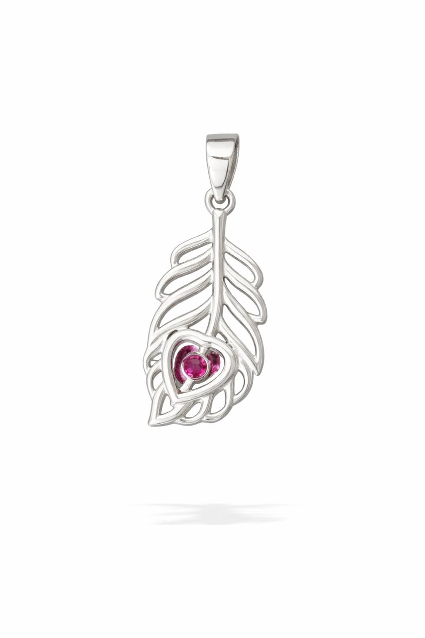 Kids 925 Sterling Silver Peacock Feather Pendant Chain | Krishna Mor Pankh Jewellery for Boys & Girls