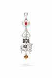 925 Sterling Silver Shiv Trishul Damru Nandi Pendant with Box Chain for Men | Mahadev Rudraksha Necklace