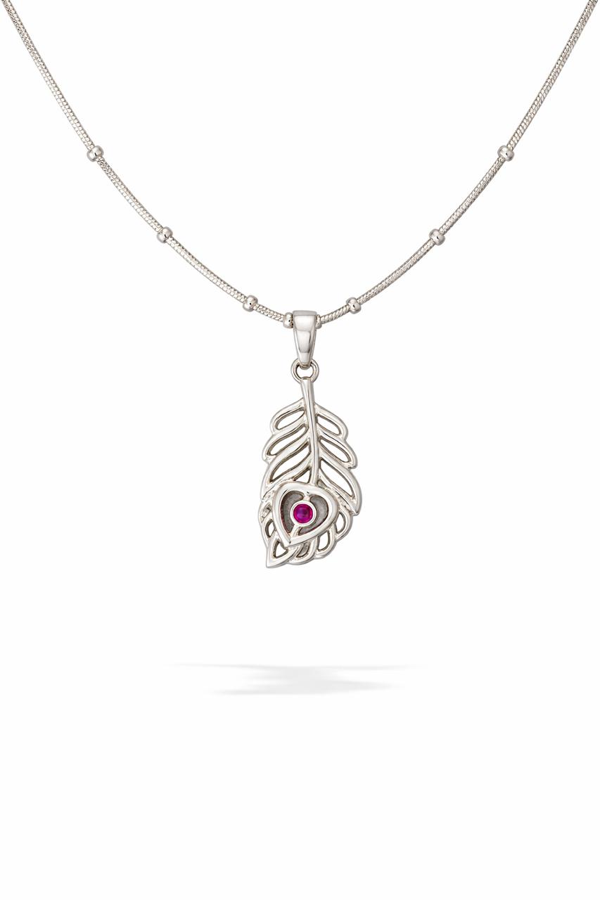 925 Sterling Silver Kids Peacock Feather Pendant Chain | Krishna Divine Necklace for Boys & Girls