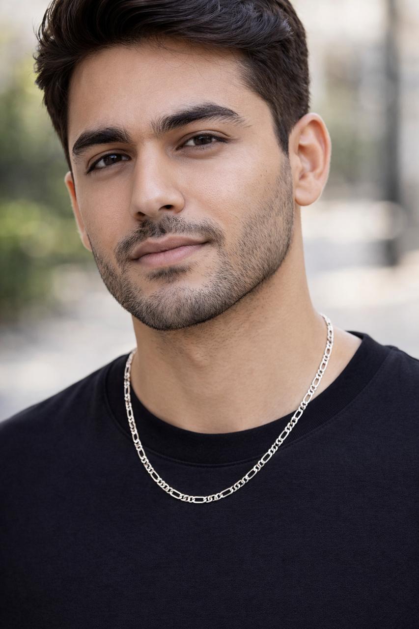 925 Sterling Silver Figaro Chain for Men & Women | Classic Link Pattern Necklace | Unisex Daily Wear