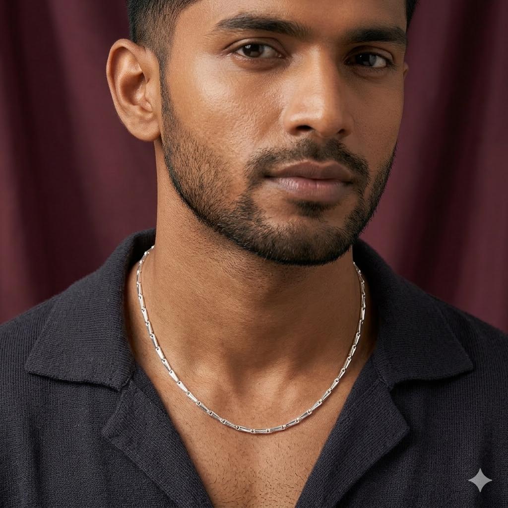 925 Sterling Silver Link Chain for Men | Rectangular Link Necklace | Minimal Daily Wear Chain