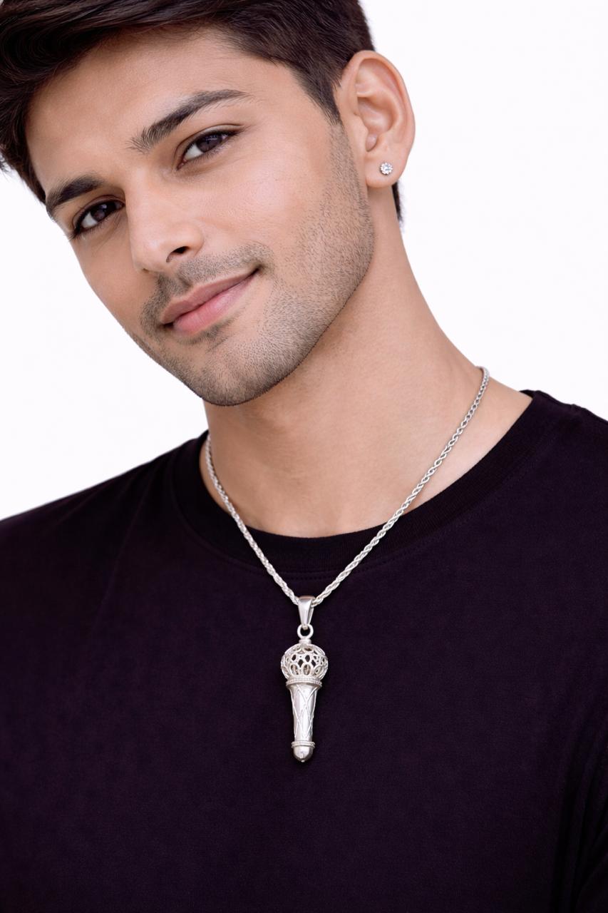 bajrangbali mace pendant chain for men silver