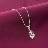 925 Sterling Silver Kids Peacock Feather Pendant Chain | Krishna Divine Necklace for Boys & Girls