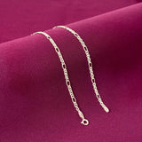 925 Sterling Silver Figaro Chain for Men & Women | Classic Link Pattern Necklace | Unisex Daily Wear