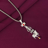 925 Sterling Silver Shiv Trishul Damru Nandi Pendant Chain for Men | Mahadev Rudraksha Divine Necklace | BIS Hallmarked