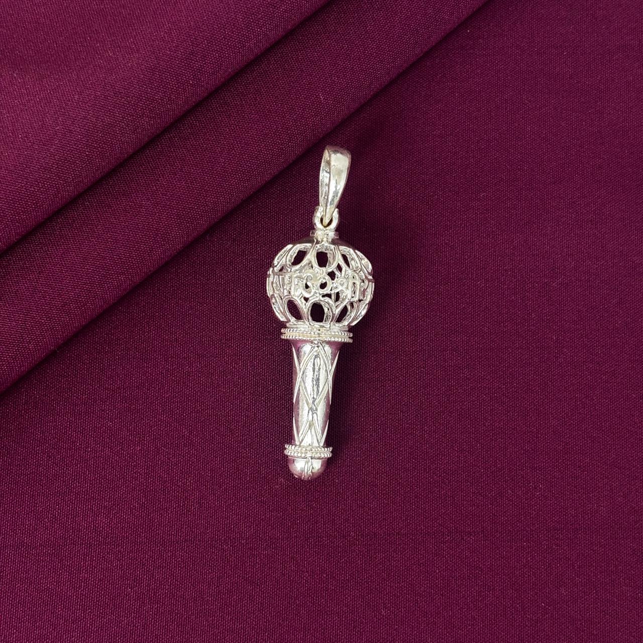 925 Sterling Silver Hanuman Gada Pendant Chain for Men | Divine Bajrangbali Mace Necklace | BIS Hallmarked