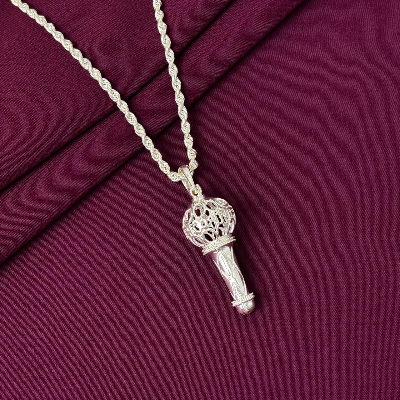 925 Sterling Silver Hanuman Gada Pendant Chain for Men | Divine Bajrangbali Mace Necklace | BIS Hallmarked