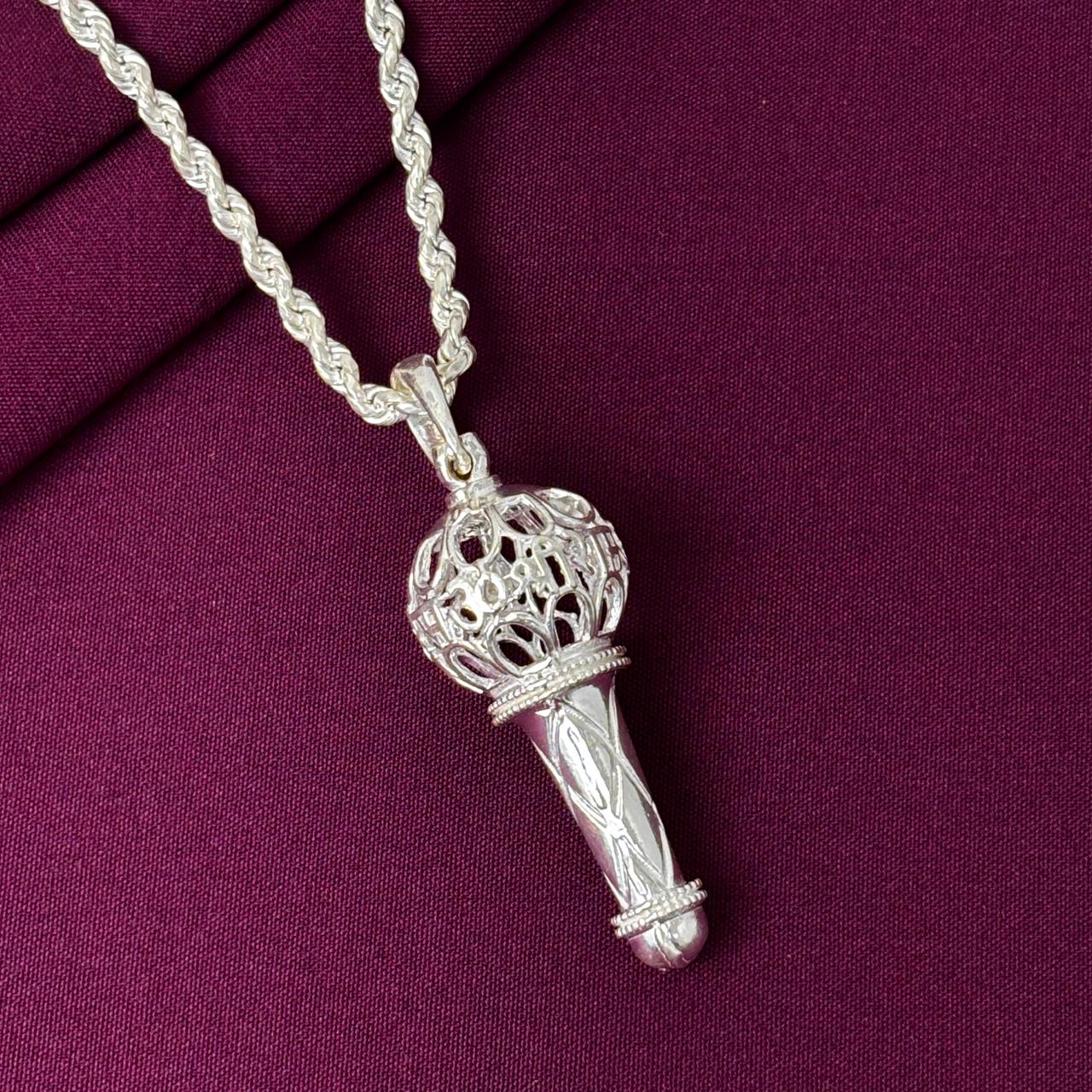 925 Sterling Silver Hanuman Gada Pendant Chain for Men | Divine Bajrangbali Mace Necklace | BIS Hallmarked