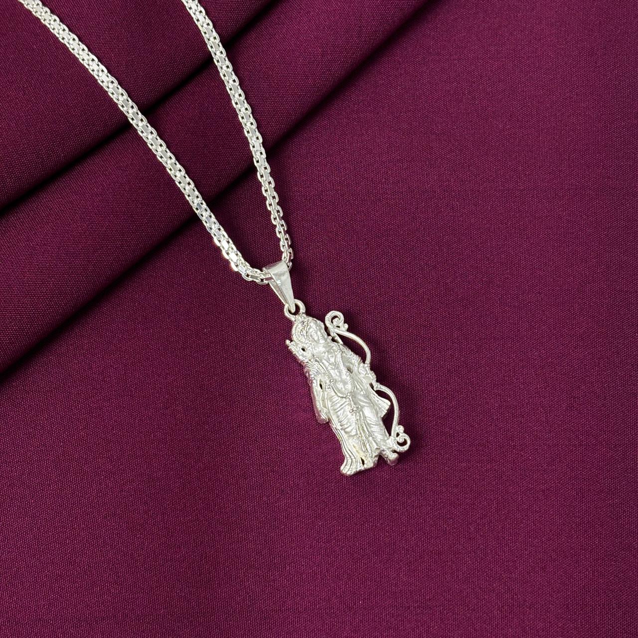 925 Sterling Silver Shree Ram Pendant Chain for Men | Lord Ram Necklace | Divine Ram Pendant