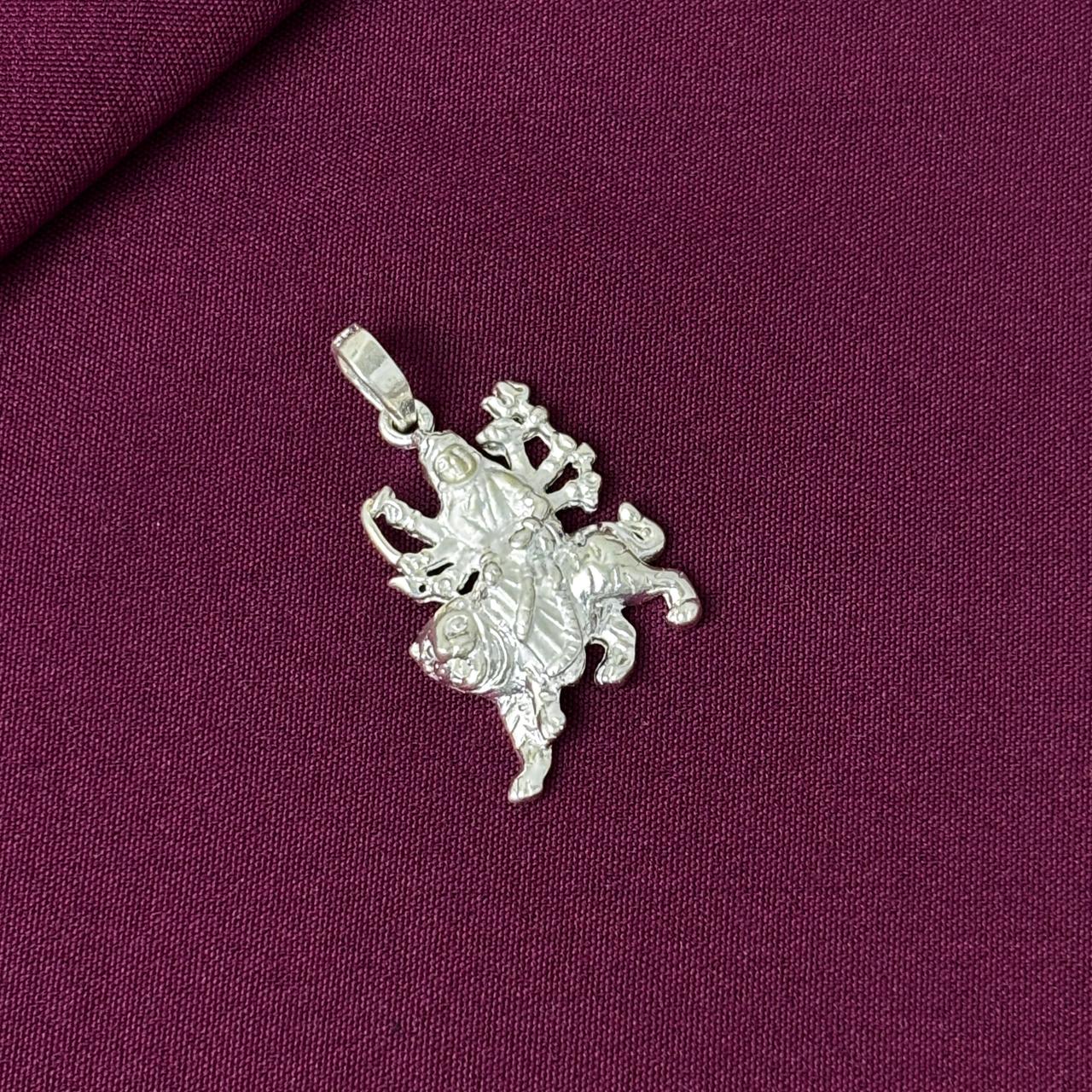 Kids 925 Sterling Silver Durga Mata Pendant Chain | Goddess Durga Silver Jewellery for Boys & Girls