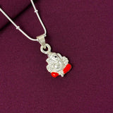 Kids 925 Sterling Silver Ganesha Pendant Chain | Cute Ganpati Bappa Jewellery for Boys & Girls