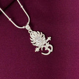 Kids 925 Sterling Silver Om Krishna Flute Pendant Chain with CZ Stone | Spiritual Jewellery for Boys & Girls