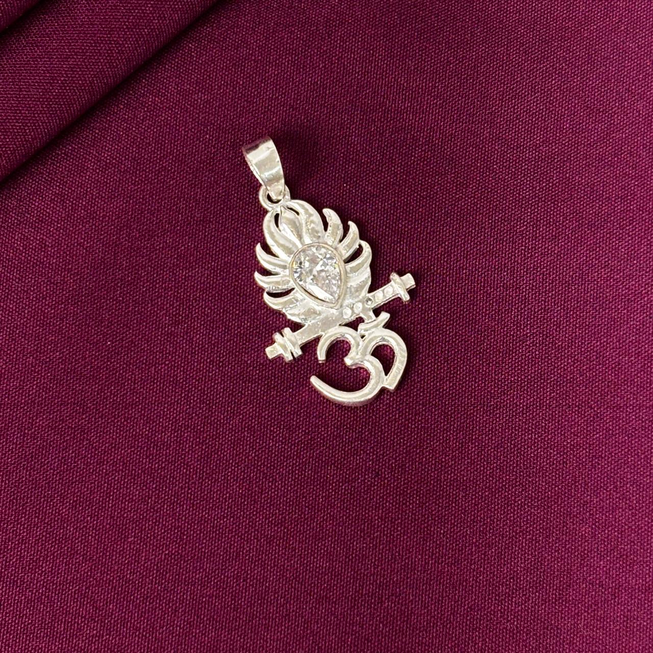 Kids 925 Sterling Silver Om Krishna Flute Pendant Chain with CZ Stone | Spiritual Jewellery for Boys & Girls