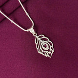 925 Sterling Silver Peacock Feather Pendant Chain for Men & Women | Krishna Inspired Feather Necklace