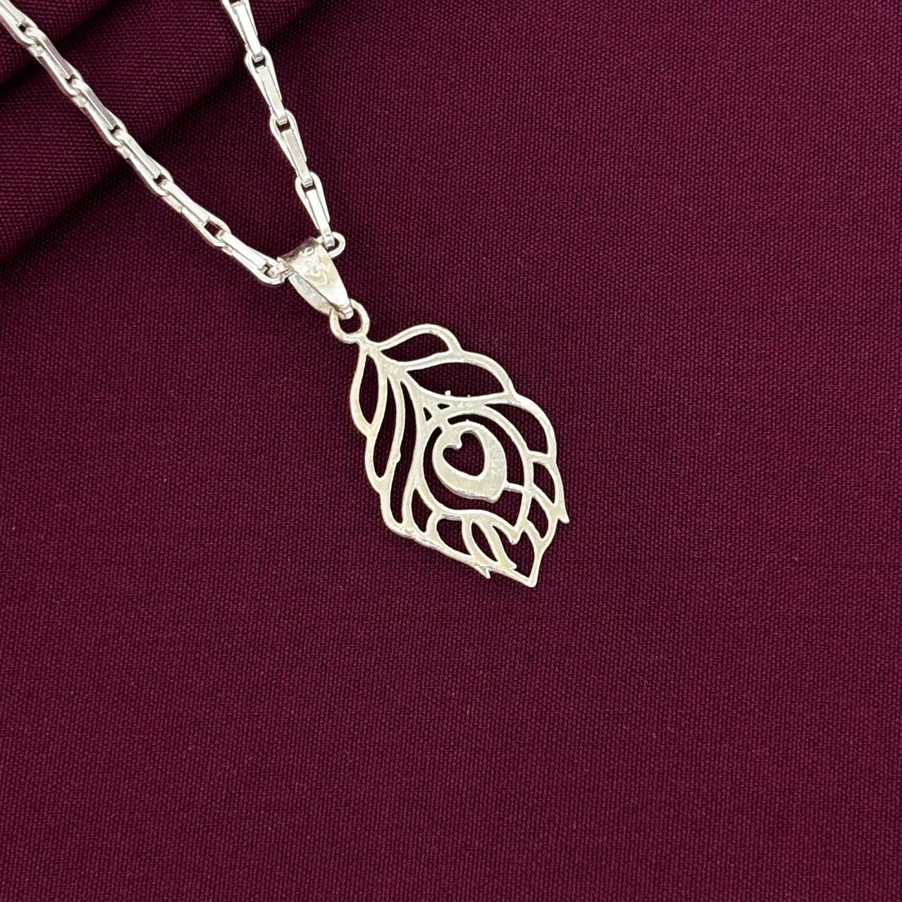 925 Sterling Silver Peacock Feather Pendant Chain for Men & Women | Krishna Inspired Feather Necklace