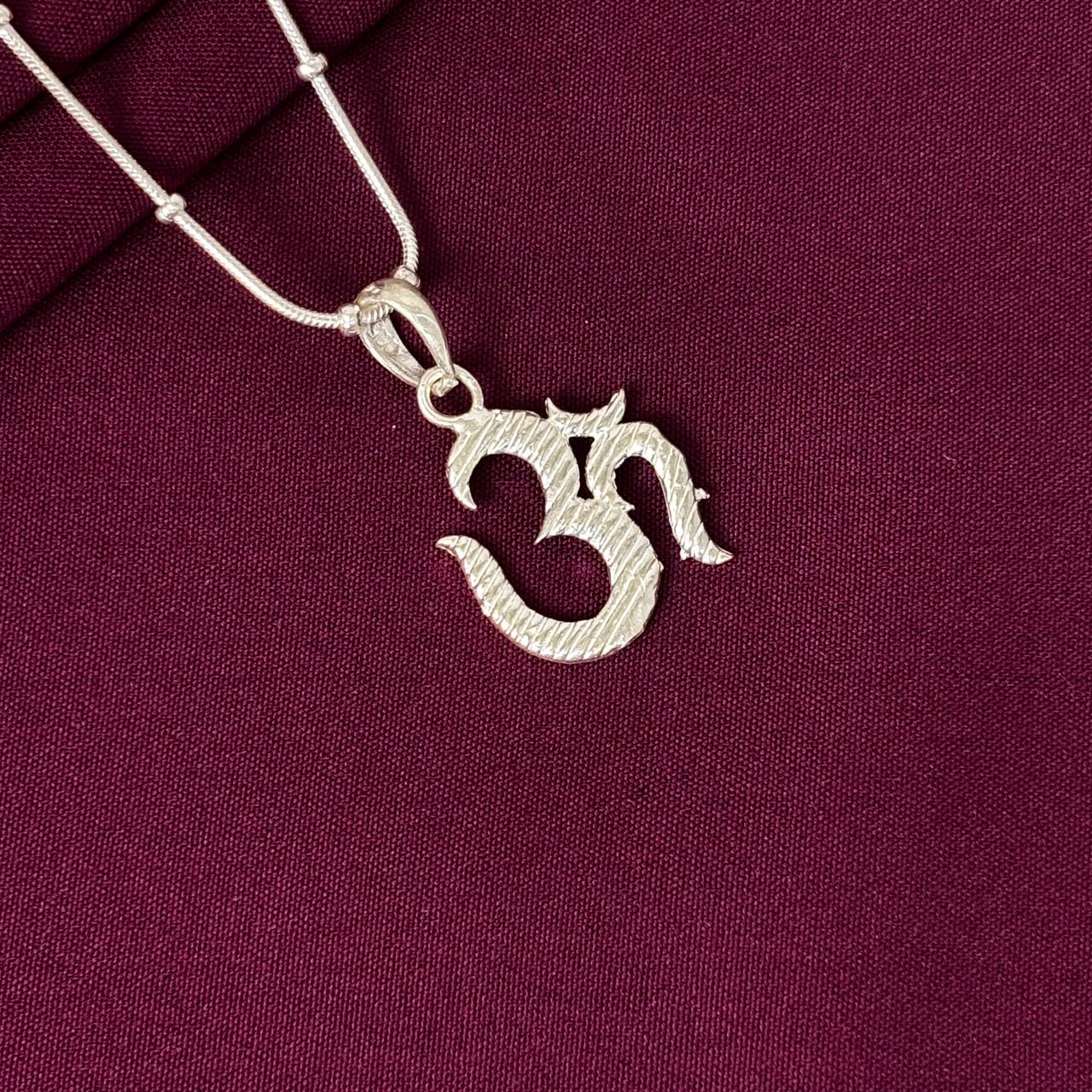 Kids 925 Sterling Silver Om Pendant Chain | Textured Om Spiritual Jewellery for Boys & Girls