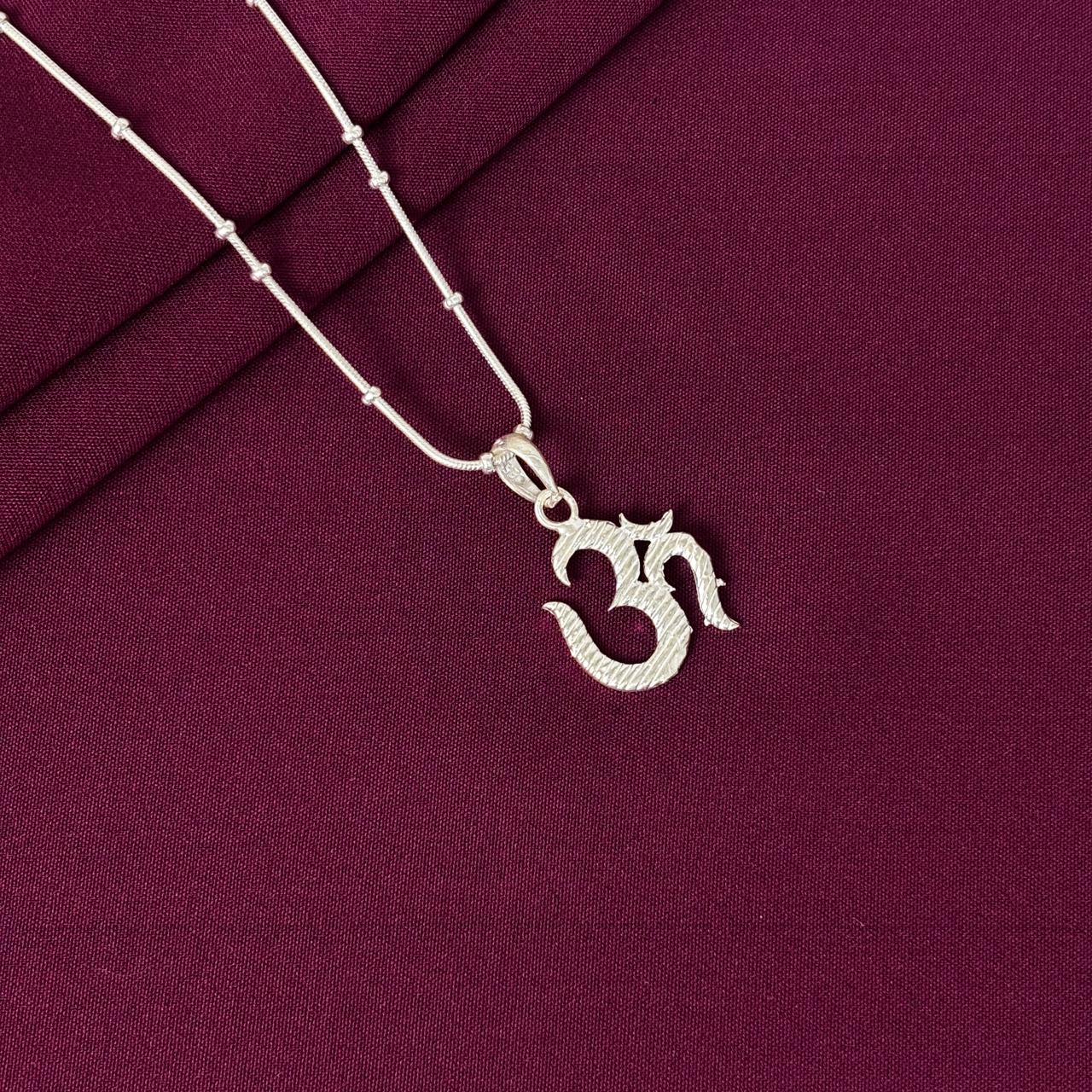Kids 925 Sterling Silver Om Pendant Chain | Textured Om Spiritual Jewellery for Boys & Girls