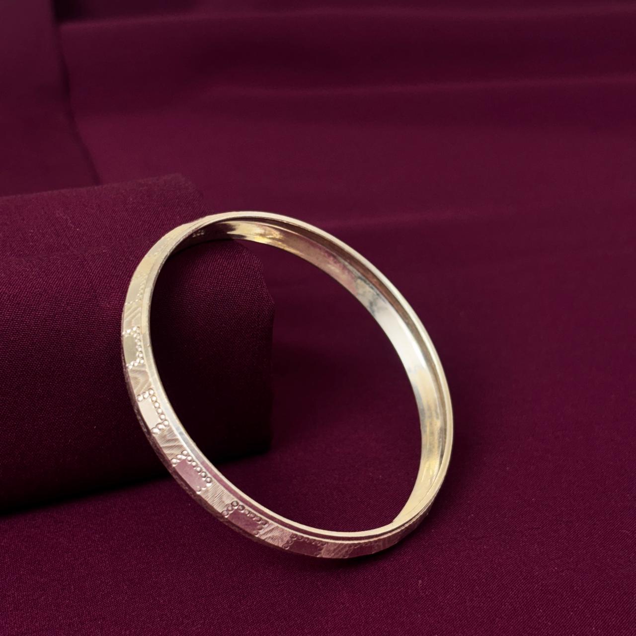 Men’s 925 Sterling Silver Checkered Engraved Kada | Block Pattern Designer Bracelet for Men