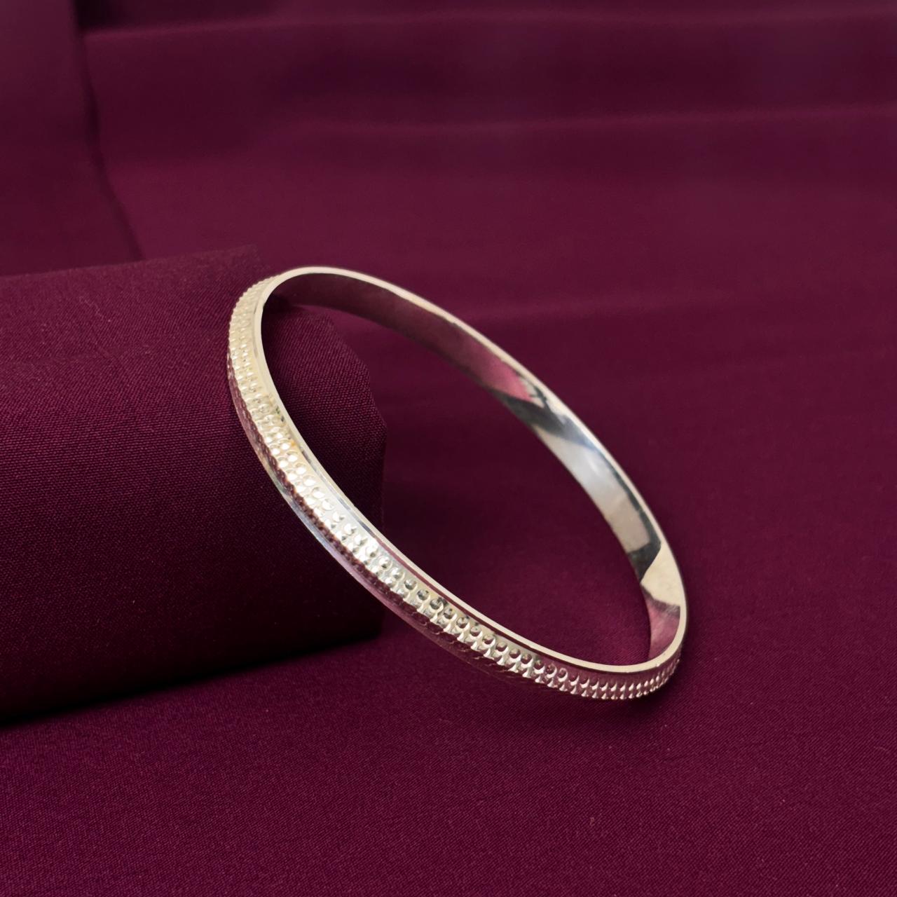Men’s 925 Sterling Silver Hammered Texture Kada | Minimal Designer Bracelet for Men