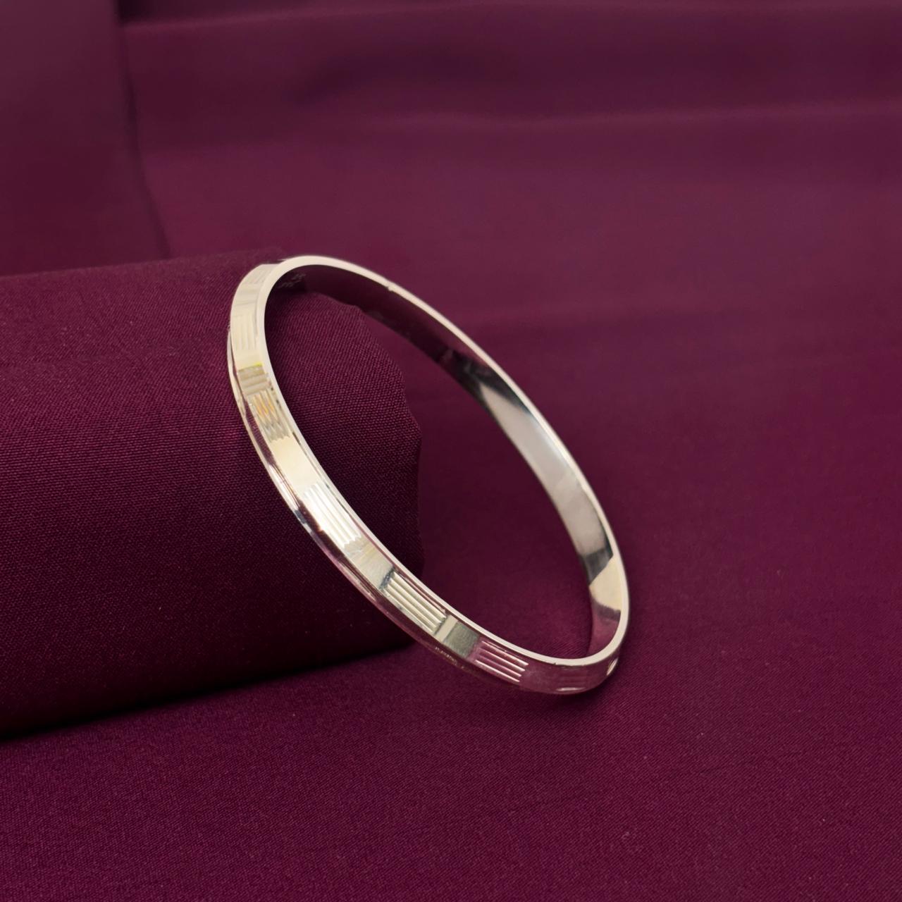 Men’s 925 Sterling Silver Minimal Segmented Kada | Sleek Designer Bracelet for Men