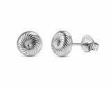 Zaviraa 925 Sterling Silver Textured Swirl Stud Earrings for Women | Pure Chandi Minimal Daily Wear Jewellery