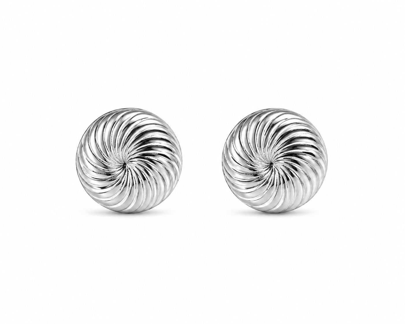 Zaviraa 925 Sterling Silver Textured Swirl Stud Earrings for Women | Pure Chandi Minimal Daily Wear Jewellery