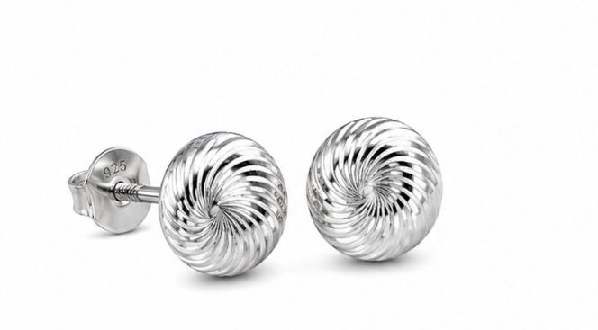 Zaviraa 925 Sterling Silver Textured Swirl Stud Earrings for Women | Pure Chandi Minimal Daily Wear Jewellery