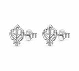 Zaviraa 925 Sterling Silver Khanda Stud Earrings for Women | Sikh Symbol Silver Earrings | Pure Chandi Spiritual Jewellery