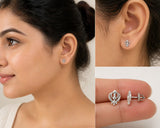 Zaviraa 925 Sterling Silver Khanda Stud Earrings for Women | Sikh Symbol Silver Earrings | Pure Chandi Spiritual Jewellery