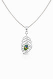 Zaviraa 925 Sterling Silver Cutout Mor Pankh Pendant with Enamel Detail & Box Chain