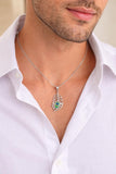 Zaviraa 925 Sterling Silver Cutout Mor Pankh Pendant with Enamel Detail & Box Chain