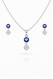 Zaviraa 925 Sterling Silver Evil Eye & Solitaire Jewelry Set with Pendant & Earrings
