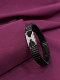 Zaviraa 'Obsidian Bow' Black Onyx and Diamond Accent Modular Stretch Bracelet in Sterling Silver