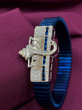 Zaviraa Divine Ganesha 925 Sterling Silver Bracelet with Royal Blue Stretch Band