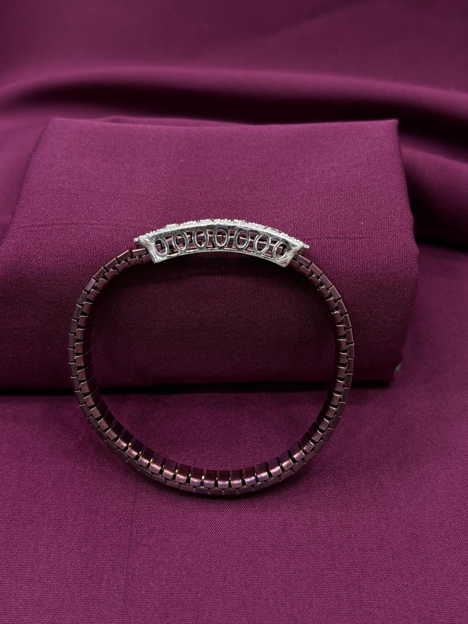 Zaviraa Celestial Seven-Stone 925 Sterling Silver Bracelet with Bronze-Brown Stretch Band