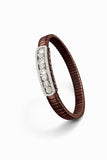 Zaviraa Celestial Seven-Stone 925 Sterling Silver Bracelet with Bronze-Brown Stretch Band
