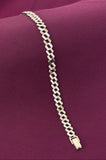 925 Sterling Silver CZ Studded Cuban Link Men’s Bracelet | Rhodium Plated Designer Silver Bracelet