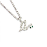 925 Sterling Silver Krishna Divine Flute Pendant Chain for Men | Peacock Feather Inspired Spiritual Necklace with Green CZ | BIS Hallmarked