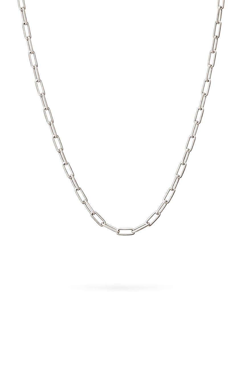 925 Sterling Silver Rectangular Link Chain for Men | Minimal Paperclip Style Necklace | BIS Hallmarked