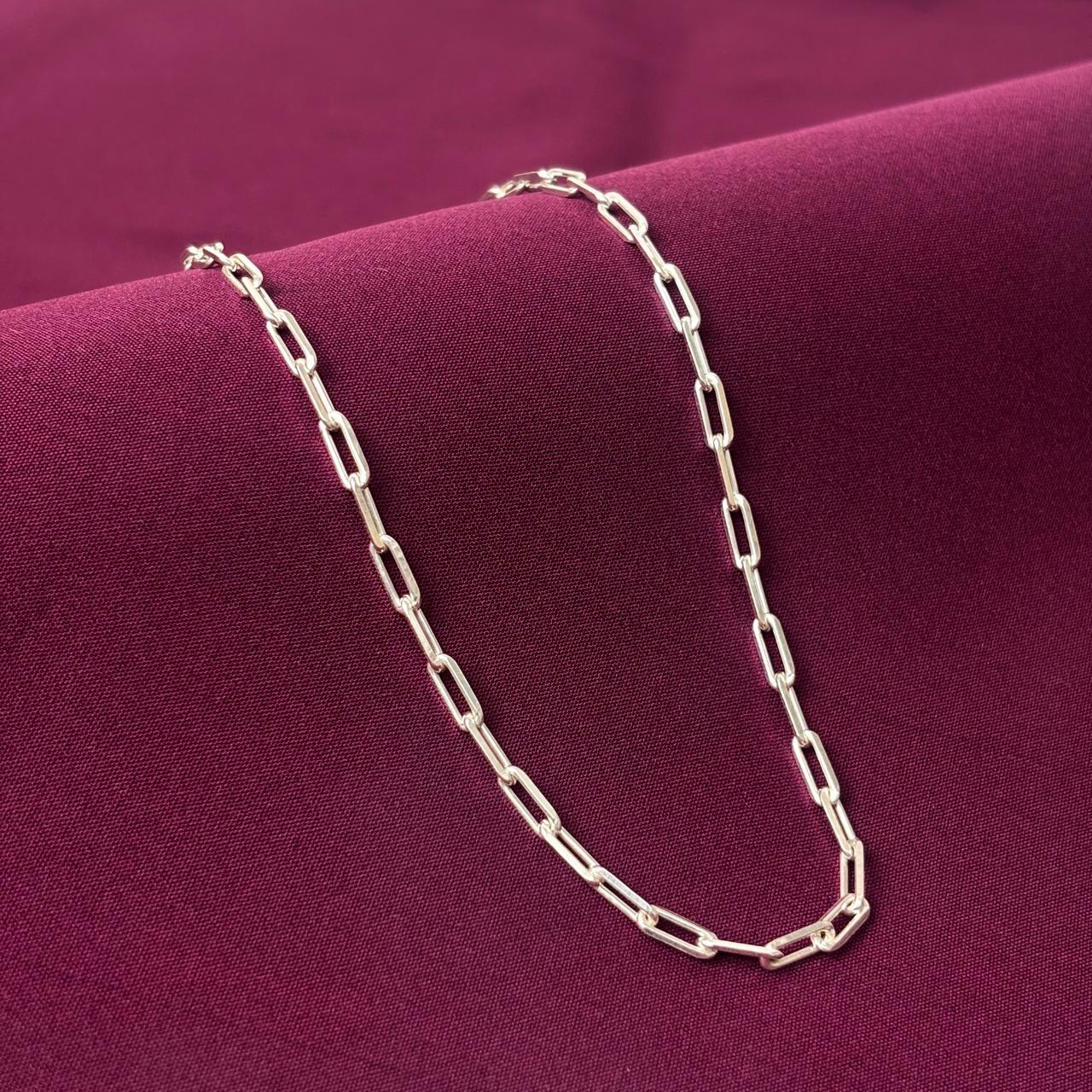 925 Sterling Silver Rectangular Link Chain for Men | Minimal Paperclip Style Necklace | BIS Hallmarked