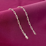 925 Sterling Silver Rectangular Link Chain for Men | Minimal Paperclip Style Necklace | BIS Hallmarked
