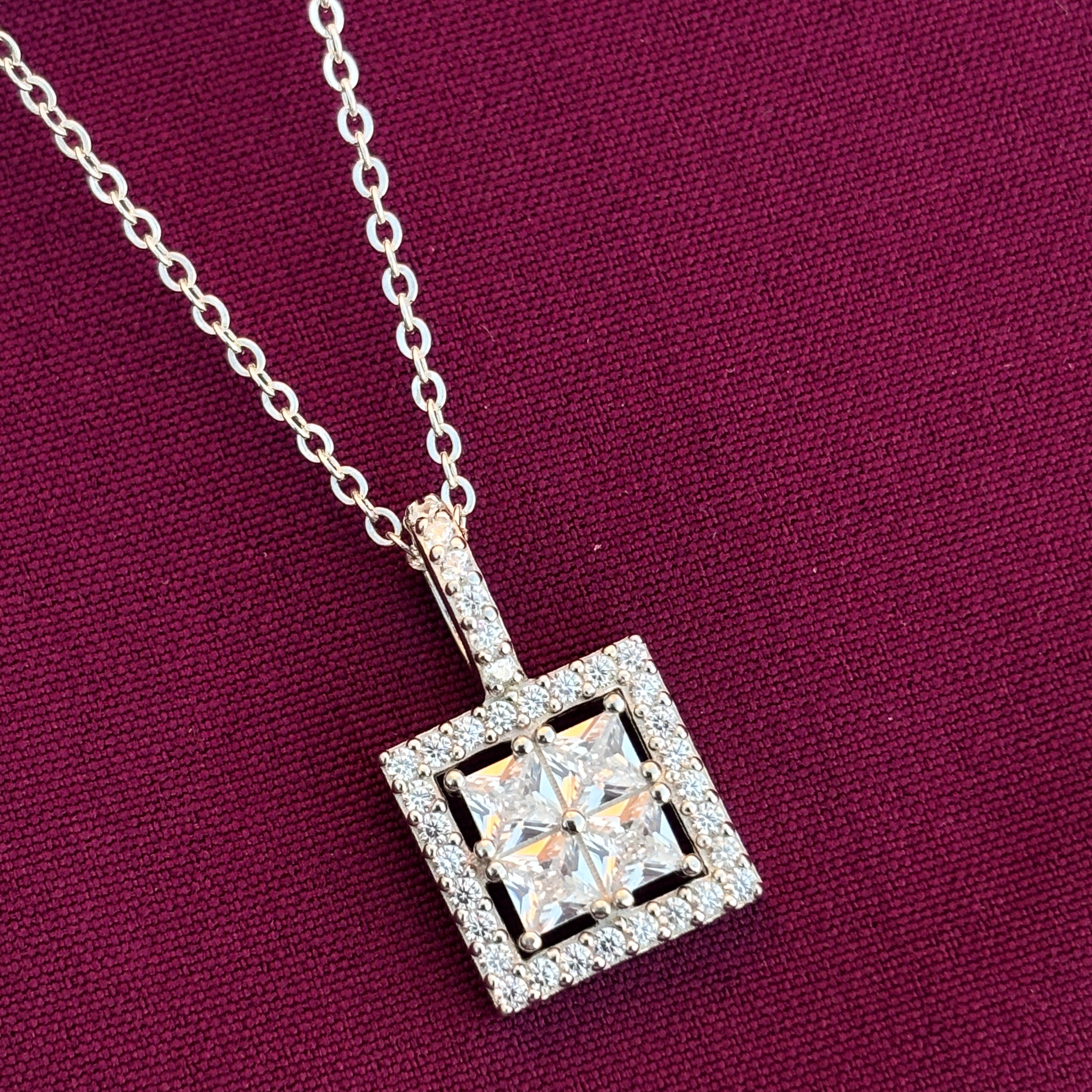 Diamond necklace on a purple background