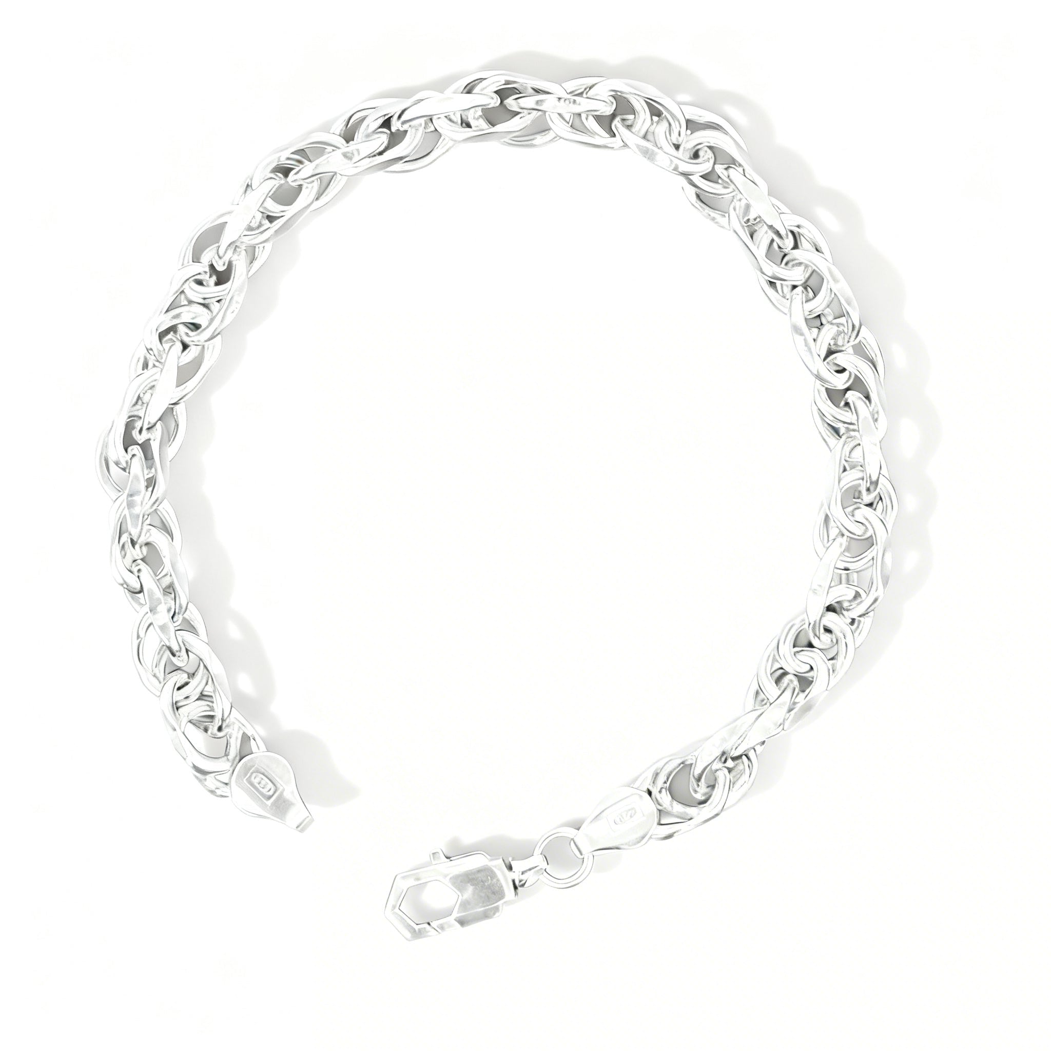925 Sterling Silver Woven Byzantine Hollow Chain Bracelet for Men