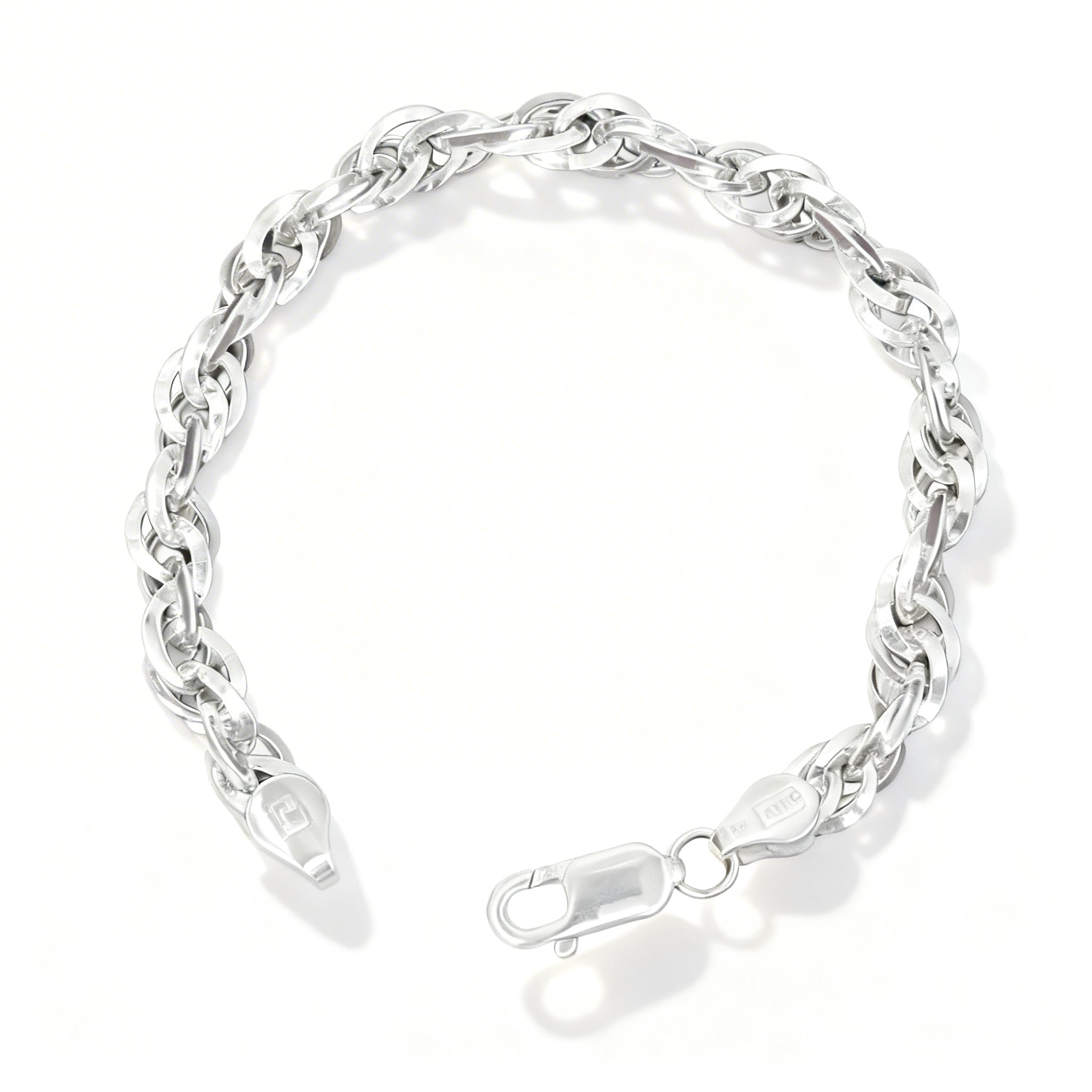 925 Sterling Silver Classic Rope Hollow Chain Bracelet for Men