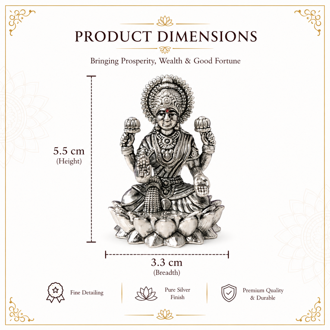 Lakshmi Maa Oxidised Silver Idol – Goddess of Wealth & Fortune | Dhanteras Gift | Zaviraa