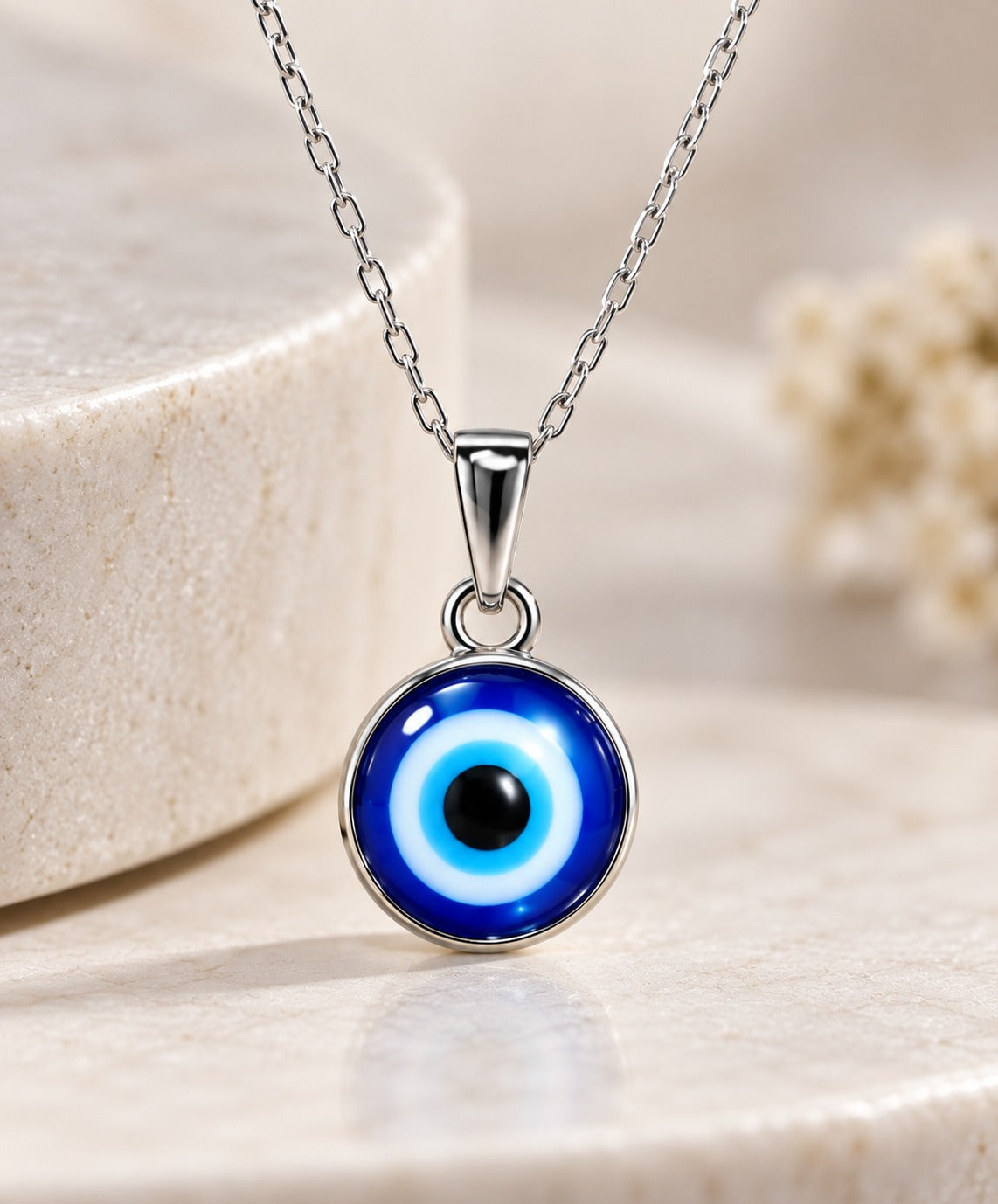 Silver Evil Eye Chain Pendent | Daily Wear | Minimal design | Zaviraa 925 Sterling Silver