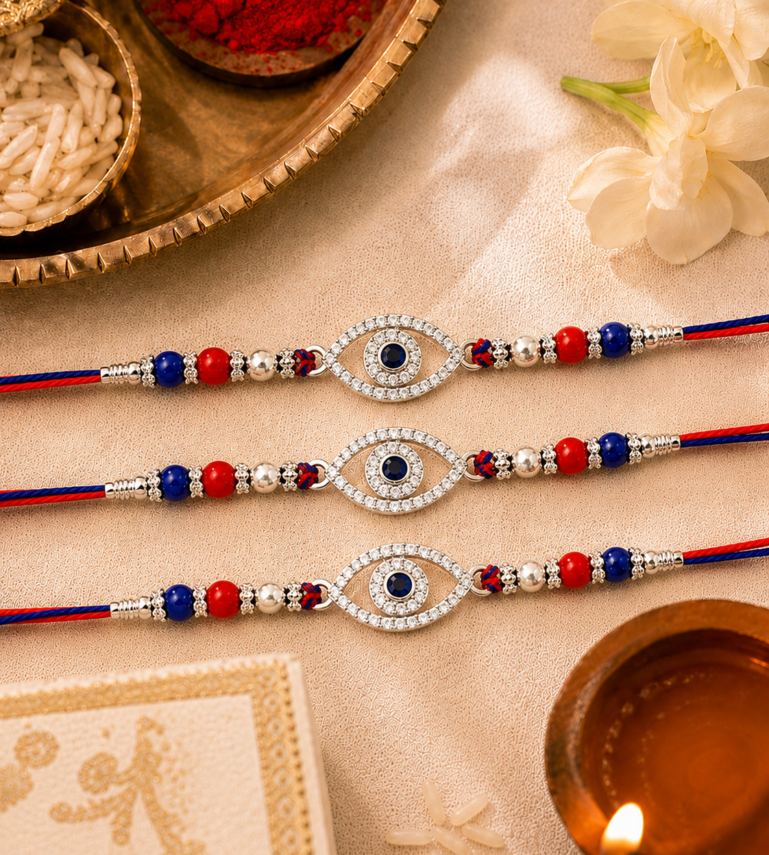 evil eye rakhi with beads